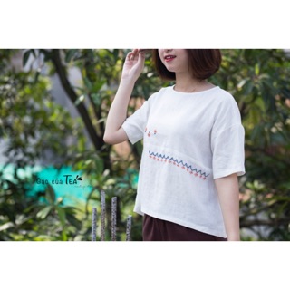 Áo LINEN thêu thổ cẩm, áo kiểu độc lạ tk by Gác của Tea (hàng đặt may)