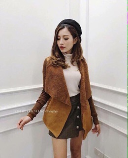Khoác da lộn lót lông cừu