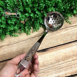 Muỗng Vá LỖ INOX cán Bông 32cm. Dụng cụ Muôi Muỗng Vá Sạn Xẻng Vợt dùng làm bếp chiên xào nấu