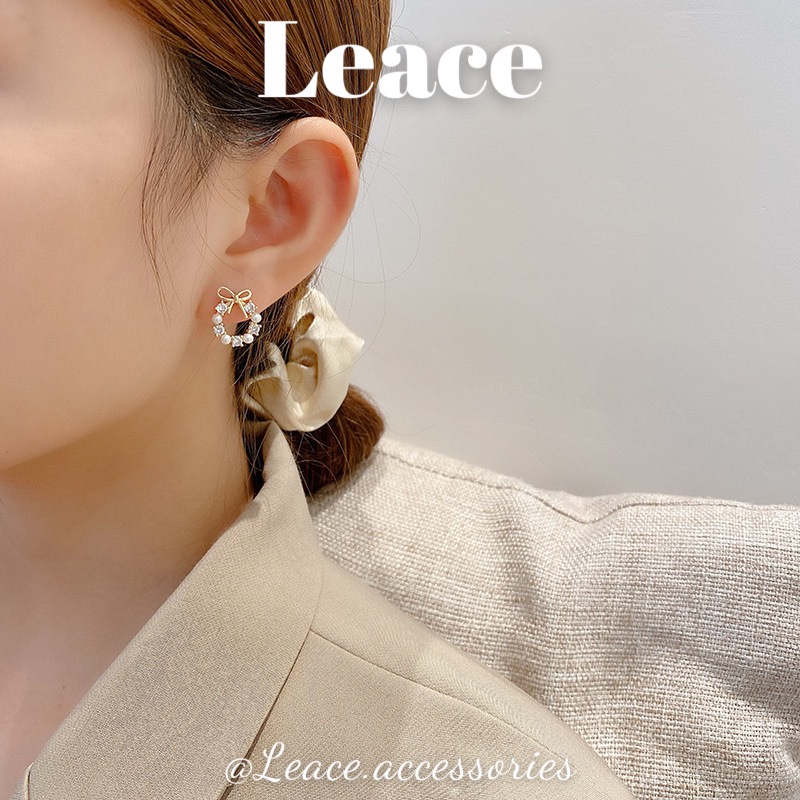 Bông tai khuyên tai hình nguyệt quế đính đá phong cách Hàn Quốc ER028 Leace.accessories