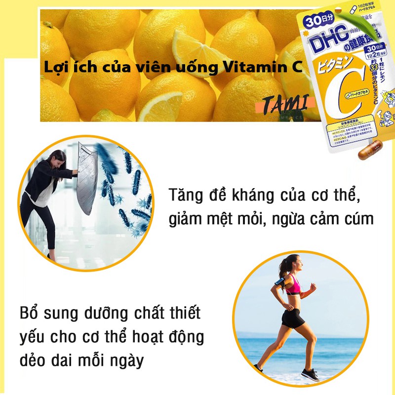 Viên uống Vitamin C DHC Nhật Bản giúp sáng da mờ thâm tăng đề kháng thực phẩm chức năng 30 ngày TM-DHC-C30