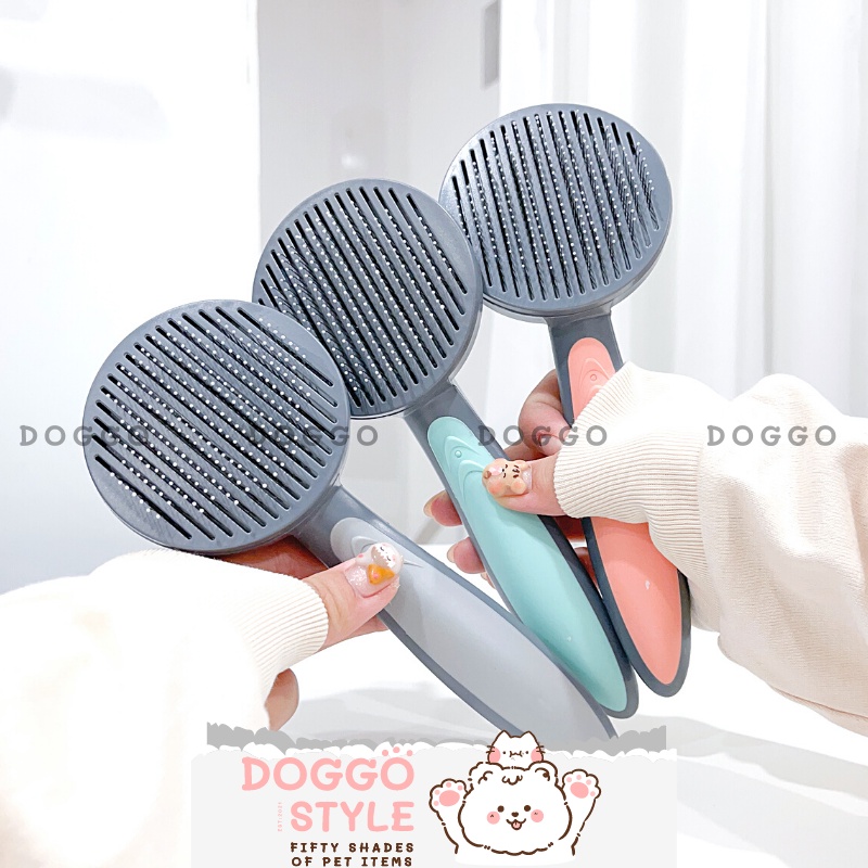 Lược Chải Lông Cho Chó Mèo Có Nút Bấm Gạt Lông DOGGOSTYLE Tay Cầm Cao Su Giúp Mượt Lông Chống Rối Cho Thú Cưng