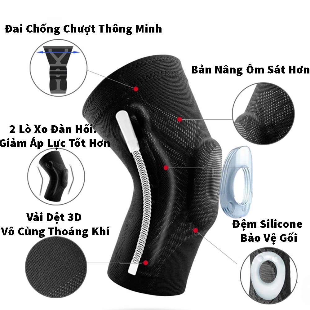 Bó gối thể thao dài, Đai bảo vệ gối Gym, bóng đá, bóng chuyền  - St Việt Nam
