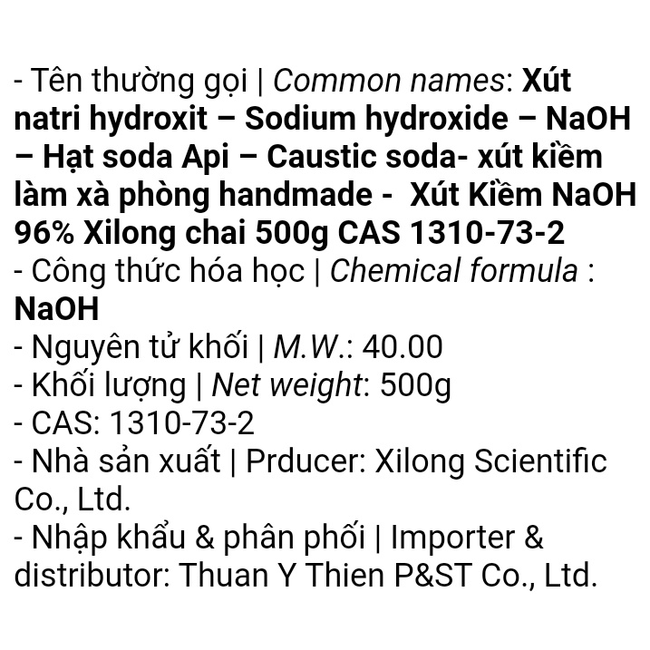 NAOH500g nguyên liệu làm xà phòng handmade (500g) N.A.O.H NAO H