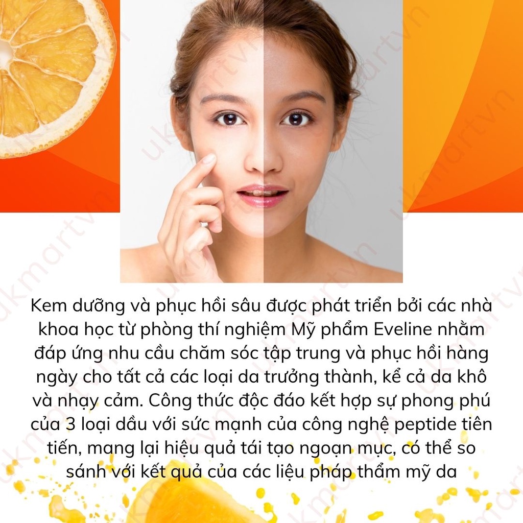 Kem Dưỡng Da Chống Nhăn Eveline Vitamin C Phục Hồi, Làm Trắng Da 50ml