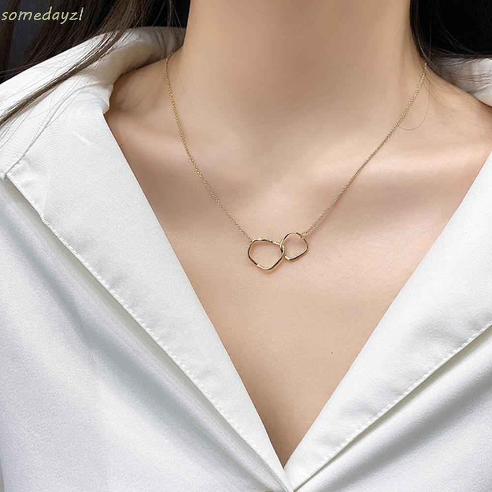 SOMEDAYZL Ladies Necklace Personality Neck Chain Choker Women Fashion Irregular Double Ring Temperament Simple Clavicle Chain