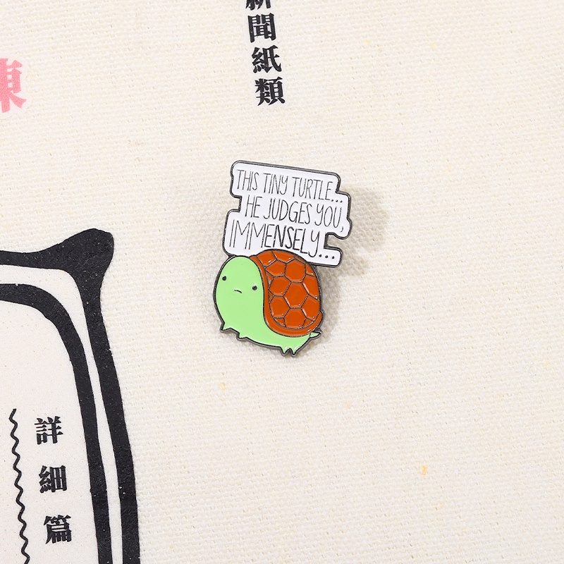 Trâm cài áo QIHE JEWELRY hình chú rùa tráng men xinh xắn