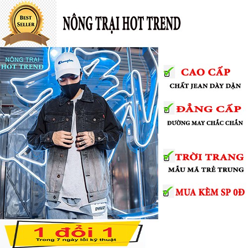 Áo khoác jean nam phong cách hoang dã 2 màu đen trắng mẫu mới 2020