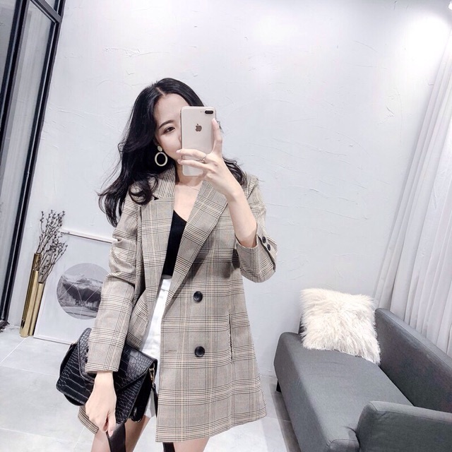 Ảnh THẬT Áo Blazer caro hàng Order cực đẹp có size