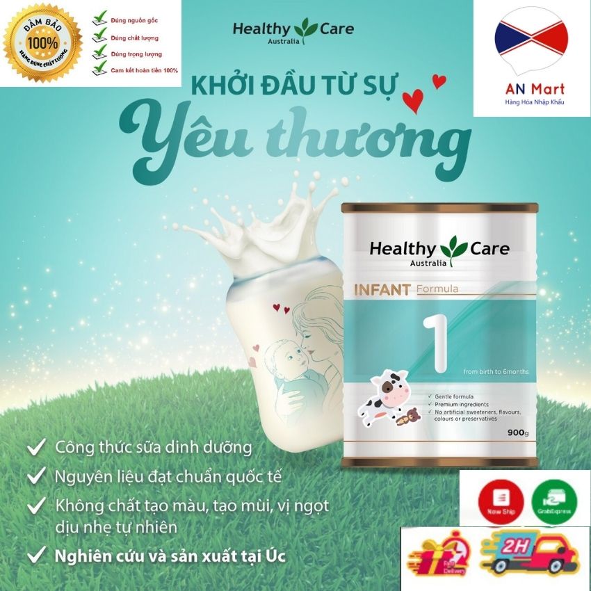 [Date Mới Nhất] Sữa bột Healthy Care Số 1,2,3 tăng cân, phát triển chiều cao 900G Nội Địa Úc