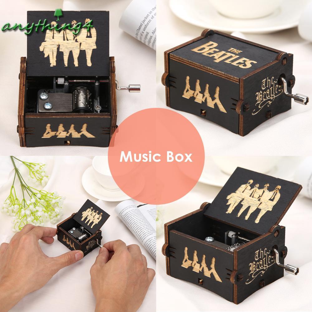 ♚any♚ Convenient Vintage Wooden Hand Cranked Music Box Retro Home Ornaments Crafts Kids Gift