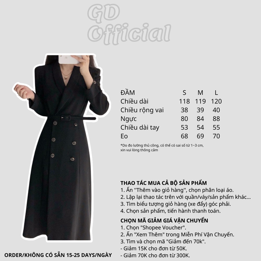 D35|Đầm nữ công sở thanh lịch kèm thắt lưng chất lụa nhẹ nhàng màu trắng, đen GD Official
