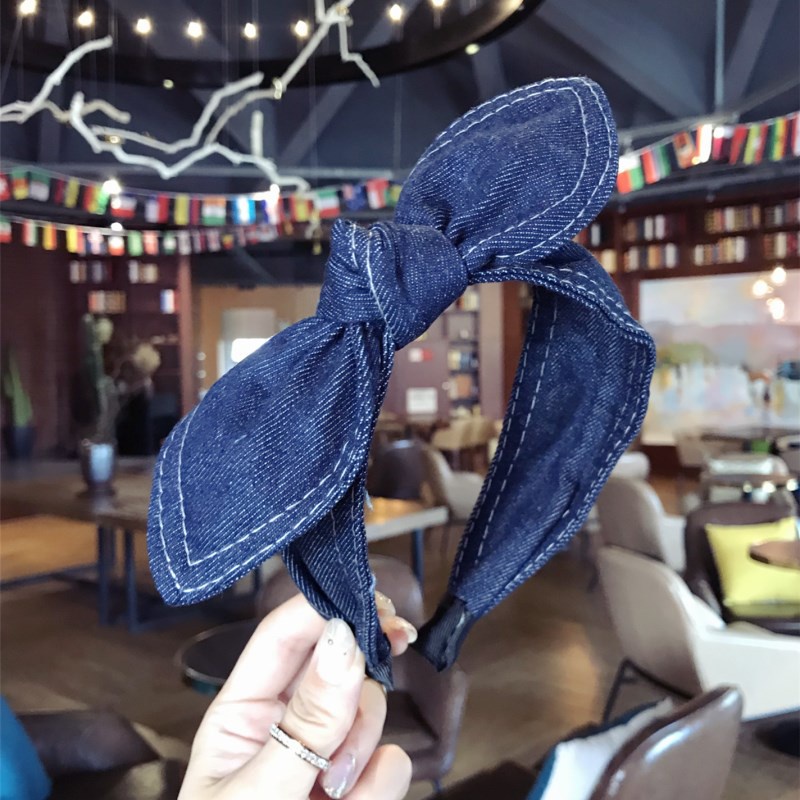 Băng Đô Vải Denim Cột Nơ Mỏng Thiết Kế Đơn Giản Phong Cách Hàn Quốc Xinh Xắn Cho Nữ