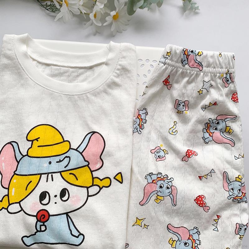 Bộ Đồ Mặc Nhà Vải Cotton Tay Lửng In Hoạt Hình Thời Trang Mùa Hè Cho Bé