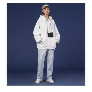 Áo hoodie unisex nam nữ basic mũ hai lớp cao cấp màu trắng