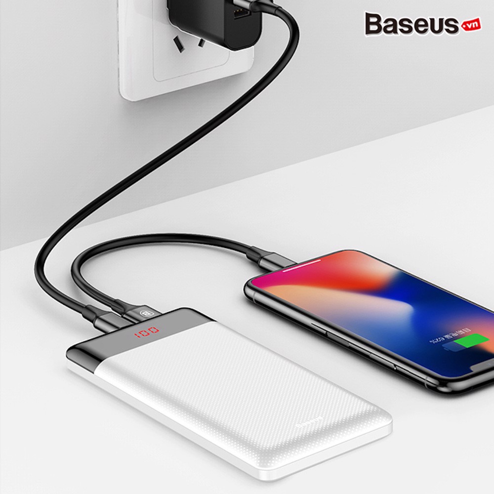 [Mã ELORDER5 giảm 10K đơn 20K] Pin sạc dự phòng nhỏ gọn Baseus Mini Cu Power Bank 10000mAh (5V/ 2.1A, 2 USB port)