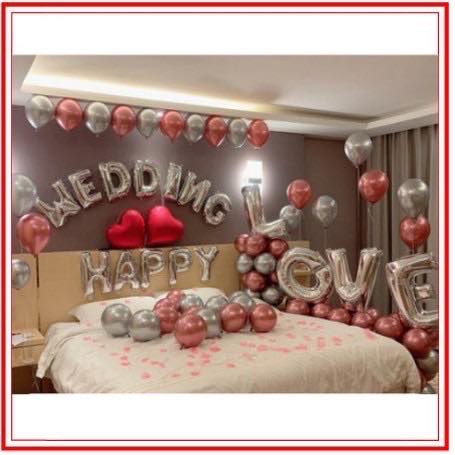 SET TRANG TRÍ PHÒNG CƯỚI TÔNG HỒNG MỸ PC-0004 ( Tặng kèm bơm tay + băng dính + ruy băng)