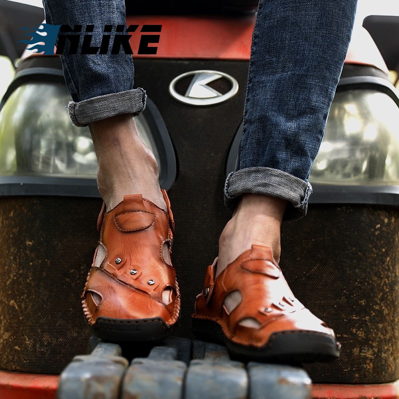 Lowest Price Guarantee cowhide leather Men outdoor sandals leather beach slipper leisure sandal