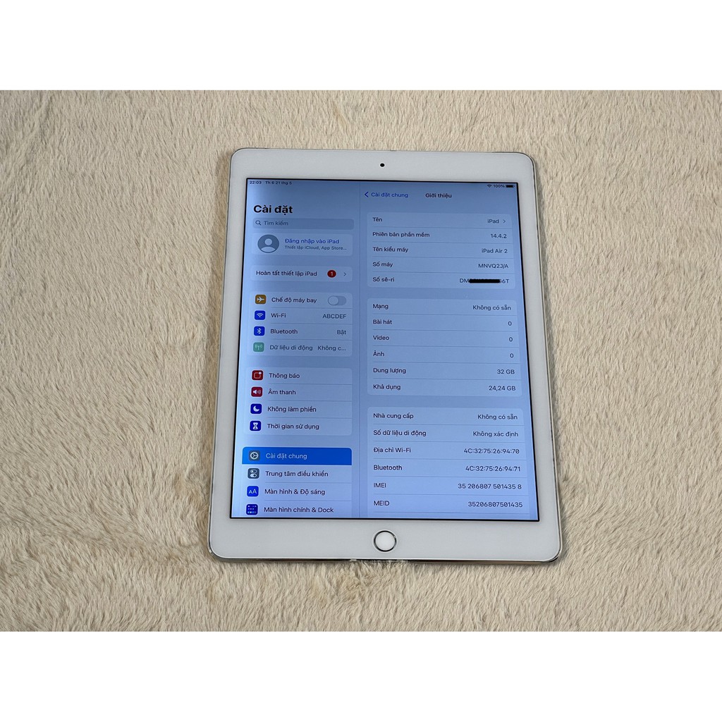 Máy tính bảng Apple iPad Air 2 dung lượng 32GB bản 4G