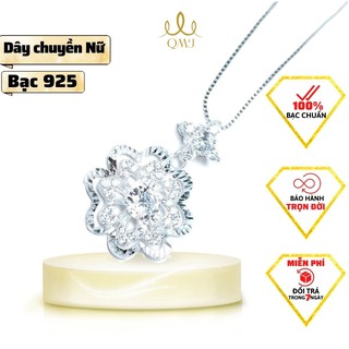 Dây chuyền bạc QMJ Vạn Hoa nạm đá và móc máy sáng với 3 tầng cánh bạc 925 cao cấp,- Q289