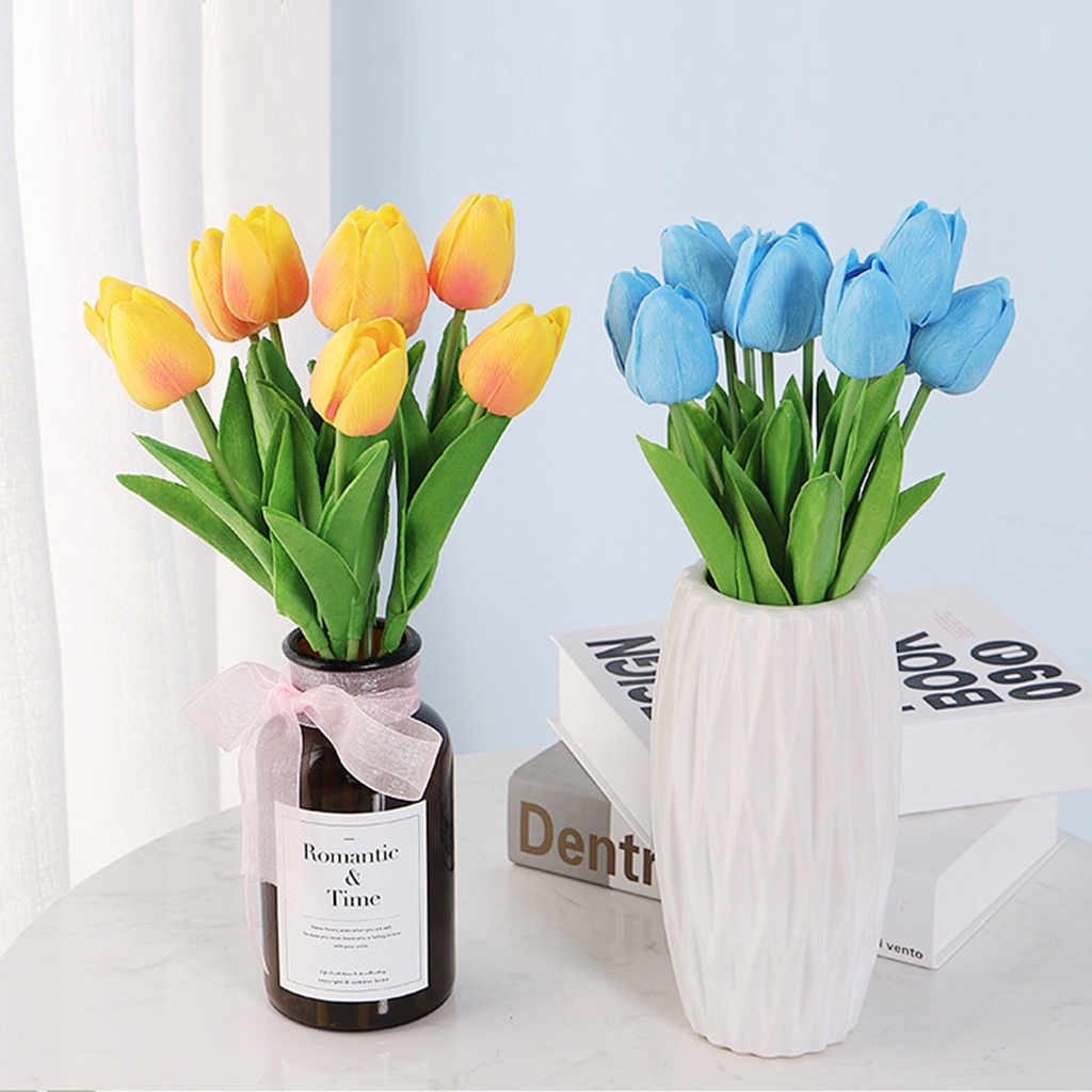 Bộ 5 Bông Hoa Tulip Giả Bằng Nhựa Sống Động Như Thật Trang Trí Nhà Cửa