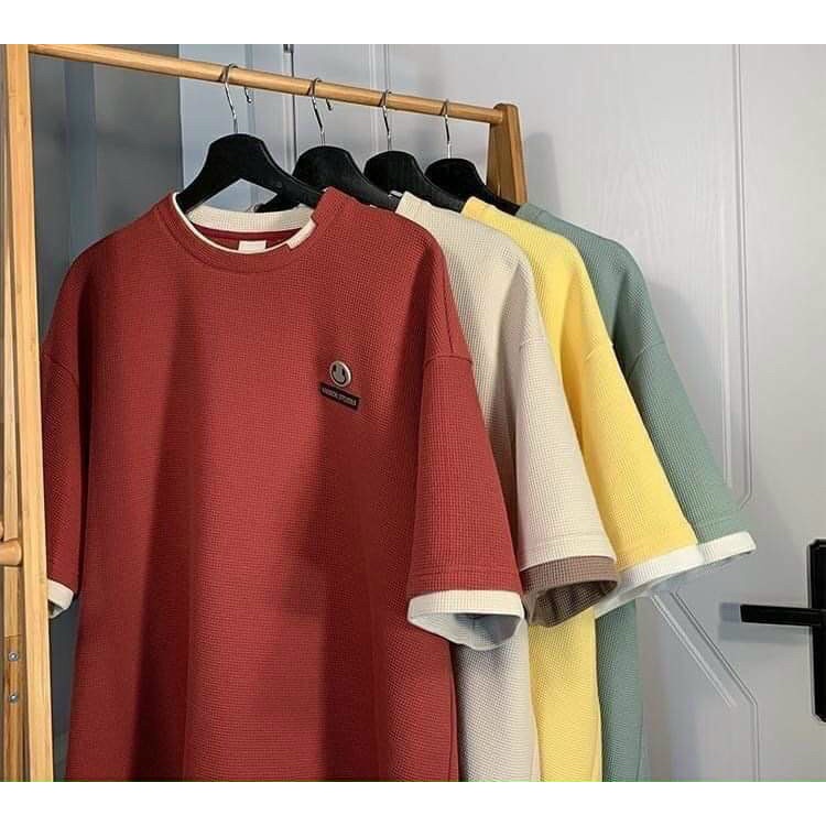 Áo Thun nam cổ tròn dáng rộng  chất tổ Ong co dãn cáo cấp, áo phông unisex có logo mặt cười  Vati