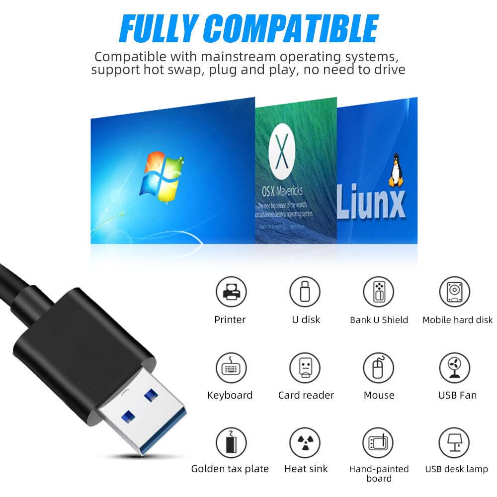 Đầu HUB Ankndo chia 4 cổng USB 2.0 3.0 đa năng tiện dụng tốc độ cao