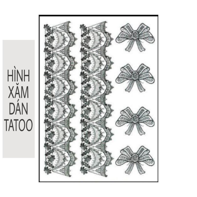 Hình xăm style henna đùi nơ qsa062. Tatoo size bắp tay, bắp chân 15×21cm