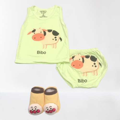 Bộ quần áo ba lỗ quần chip thun cotton co giãn mềm mại cho bé trai và bé gái từ 4kg đến 14kg (1 bộ giao mẫu ngẫu nhiên)