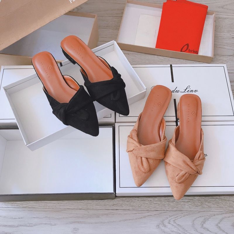 Dép Sục tai thỏ da lộn dễ thương