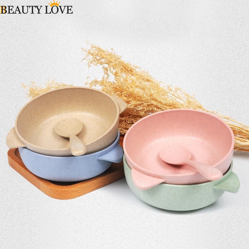 Set 2 Dụng Cụ Ăn Uống Bằng Lúa Mạch Thân Thiện Với Môi Trường An Toàn Cho Bé