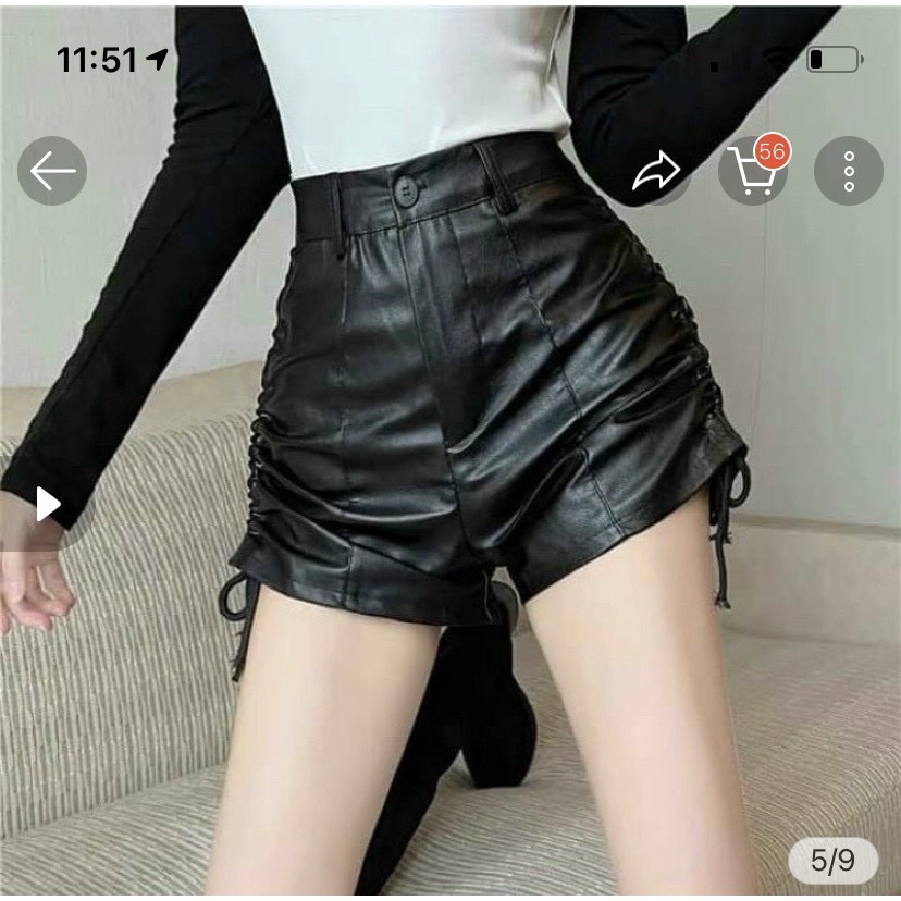 quần da lưng cao, quần short da rút dây hai bên quyến rũ sang chảnh, ( hàng loại 1 cao cấp thiết kế)