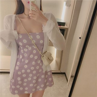 Đầm Hoạ Tiết Hoa Phong Cách Retro Hàn Quốc