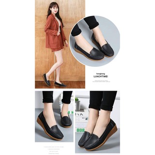 GIÀY DA NỮ, GIÀY Lười Da Nữ Đế Cao 4cm SP50