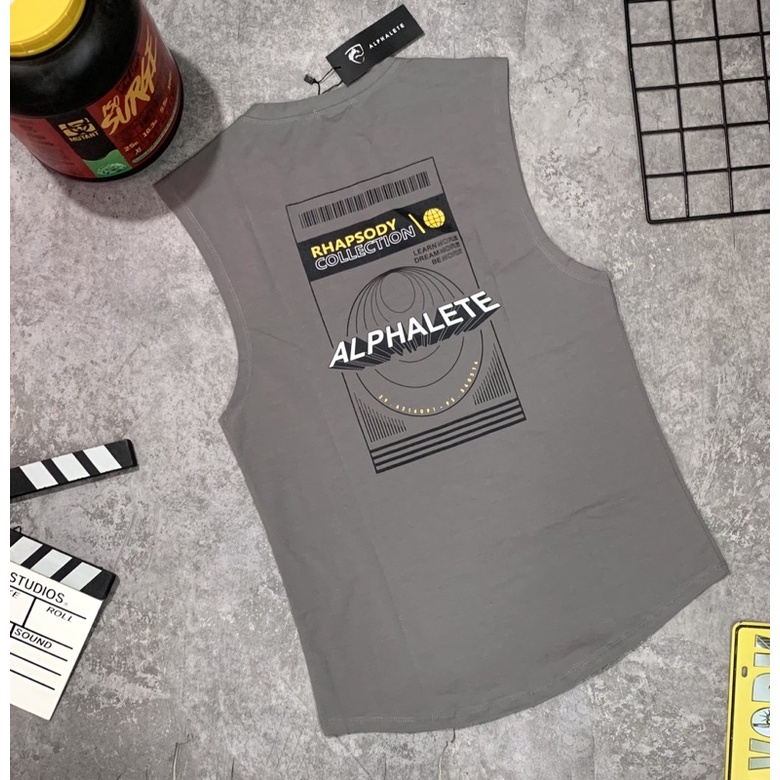 [siêu sale]Áo tank top gym nam, áo ba lỗ gym nam ALPHALETE phom body cực chất,chất vải cotton 100% ,co giãn 4 chiều.