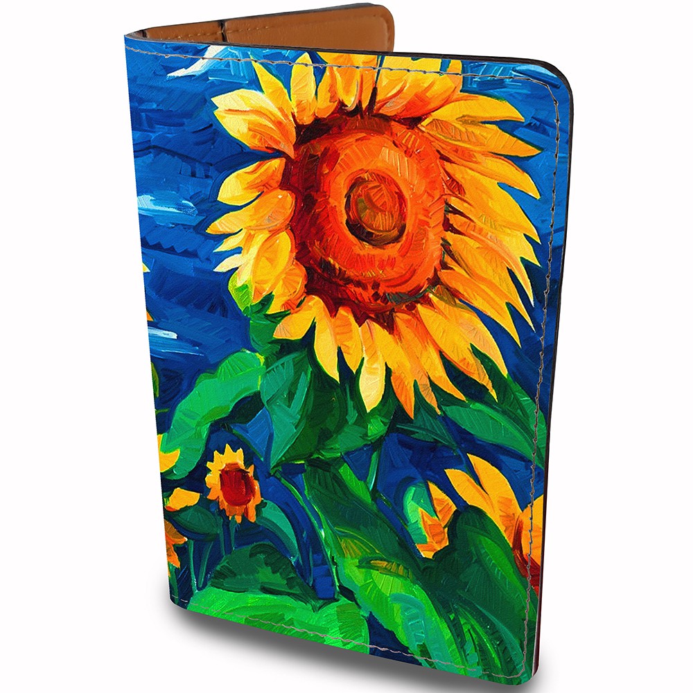 Ví Đựng Hộ Chiếu HOA HƯỚNG DƯƠNG - SUN FLOWER - Bao Da Passport Và Thẻ Phụ Kiện Màu Sắc - Passport Cover Holder - PPT172