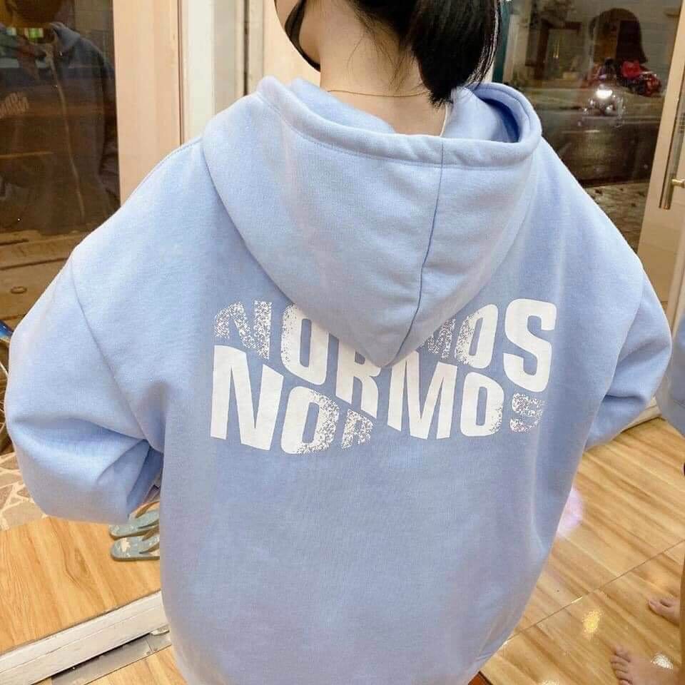 Áo khoác hoodie in hình NORMOS Chống Rét Cho Nam Nữ Form Rộng Kiểu Unisex có dây kéo Ulzzang-Life Unisex