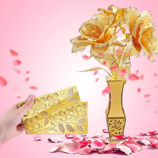 Mô hình lắp ghép 3d kim loại Bình Hoa Hồng (piececool)