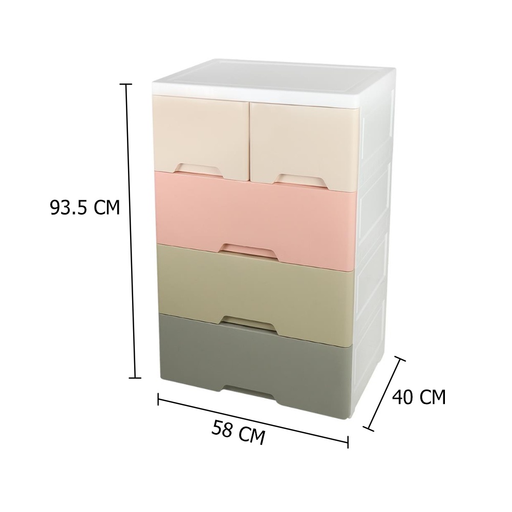 HomeBase STACKO Tủ nhựa 4 tầng 1800M4 Thái Lan W58xH93.5xD40cm màu Pastel