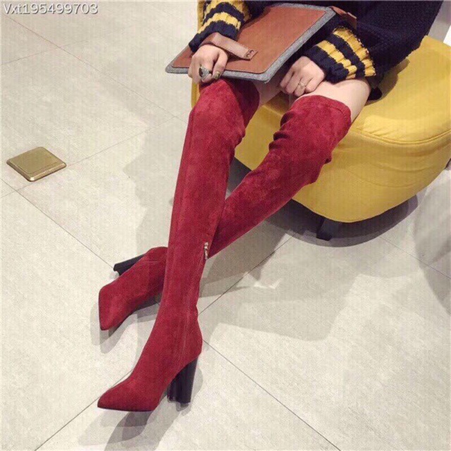 Boots đùi da lộn 9p Remy store đen be đỏ 3 màu | BigBuy360 - bigbuy360.vn