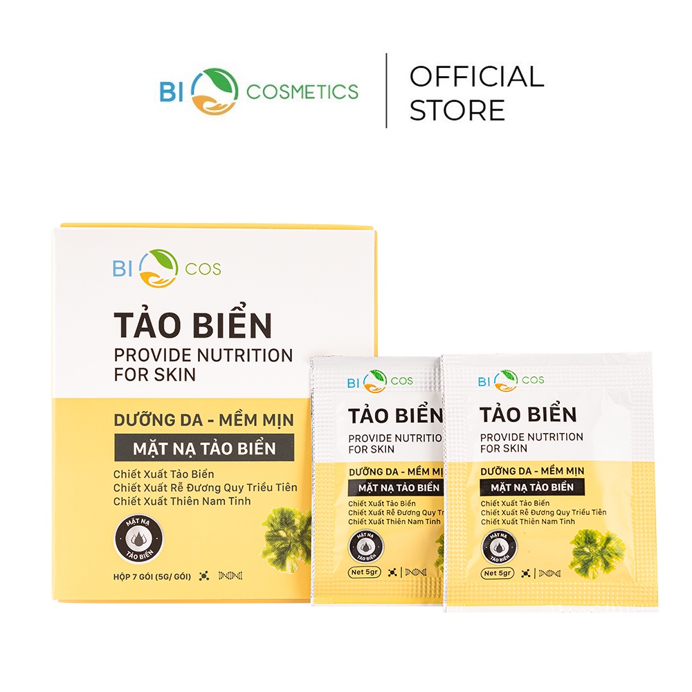 Mặt Nạ Tảo Biển BIOCOS - Dưỡng Da, Làm Mềm Mịn Da (Hộp 7 Gói, 1 gói 5g)