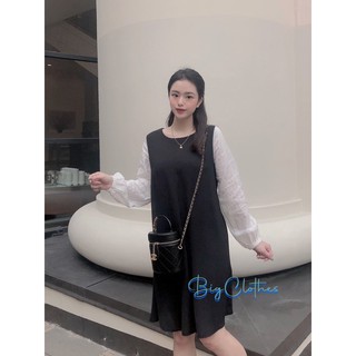 (tặng dây chun ) Đầm váy bigsize BigClothes thiết kế tay bồng ren dáng công sở BC021