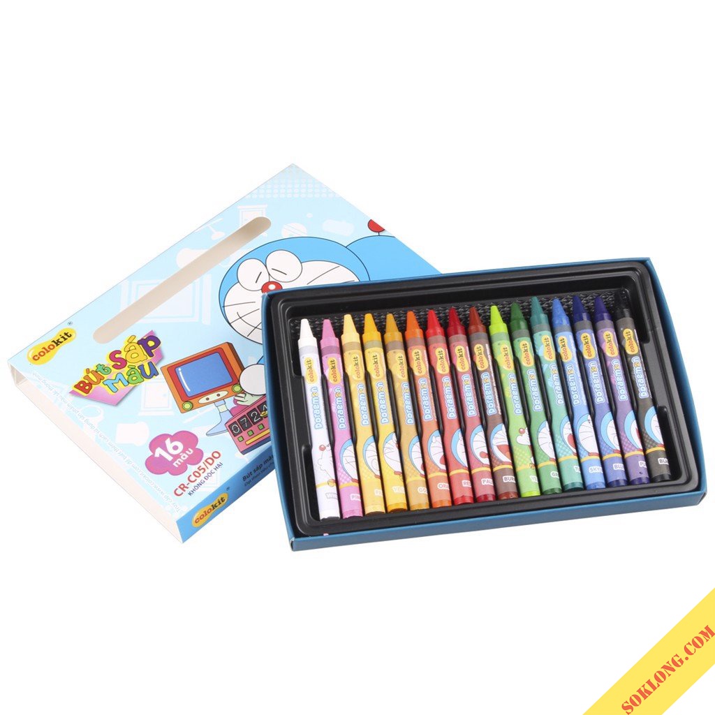 Bút màu sáp bộ 16 màu Thiên Long Colokit Doraemon CR-C05/DO sáp tô mỹ thuật an toàn