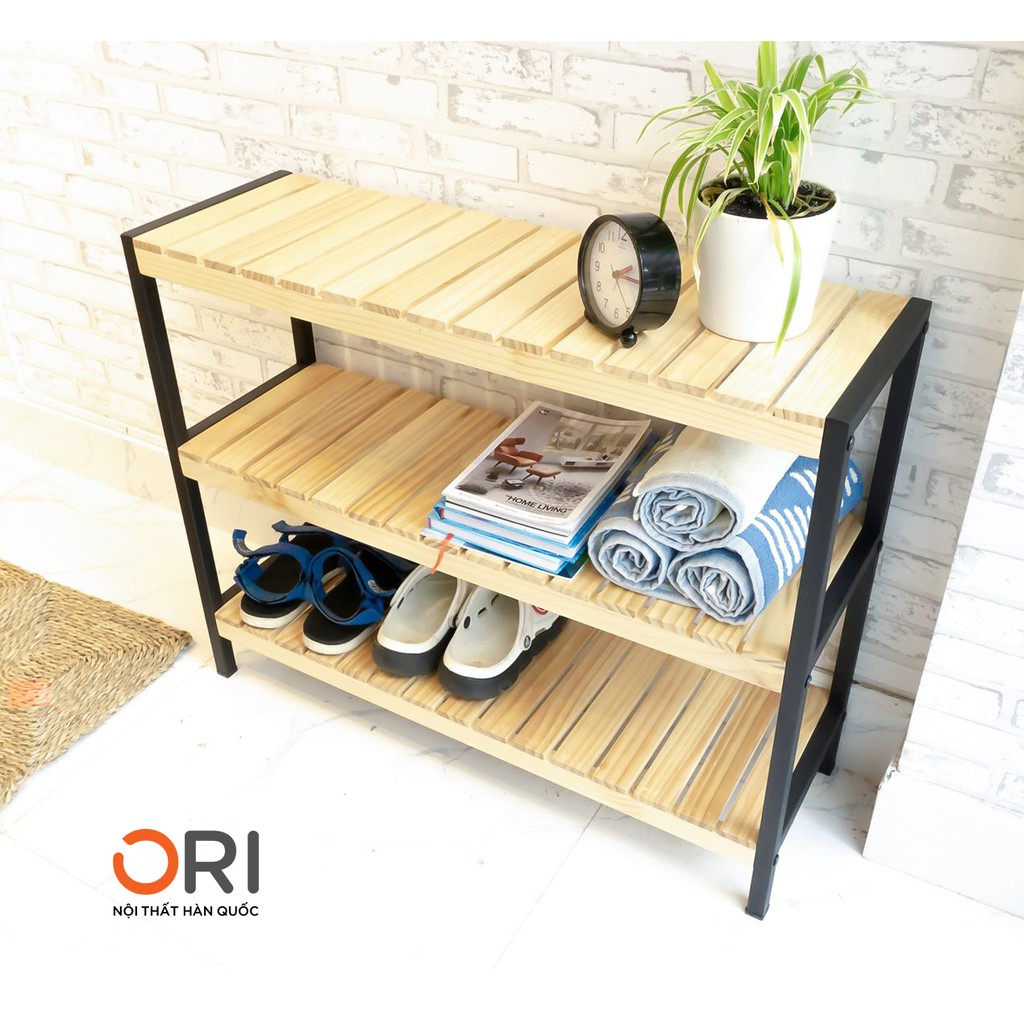 Kệ Giày Dép 3 Tầng Đa Năng Khung Sắt Tĩnh Điện - IRON BENCH 3F SIZE M - ORI NỘI THẤT HÀN QUỐC