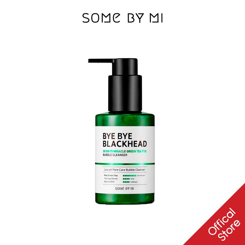 [Mã FMCG8 - 8% đơn 250K] Sữa Rửa Mặt Sủi Bọt Giảm Mụn Đầu Đen SomeByMi ByeBye Blackhead 30 Days Miracle Green Tea 120g