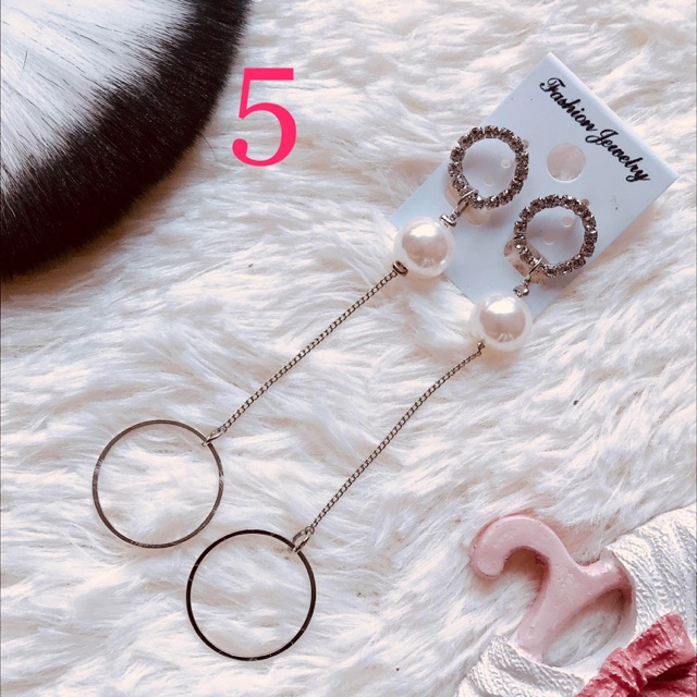 FREESHIP❤️ Khuyên Tai Dài Phối Đá và Hạt M5