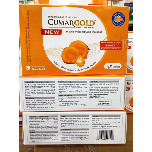 CUMARGOLD NEW - CUMARGOLD KARE [HỘP 30 VIÊN] - VIÊN UỐNG NANO CURCUMIN GIẢM ĐAU DẠ DÀY, CHỐNG OXY HOÁ