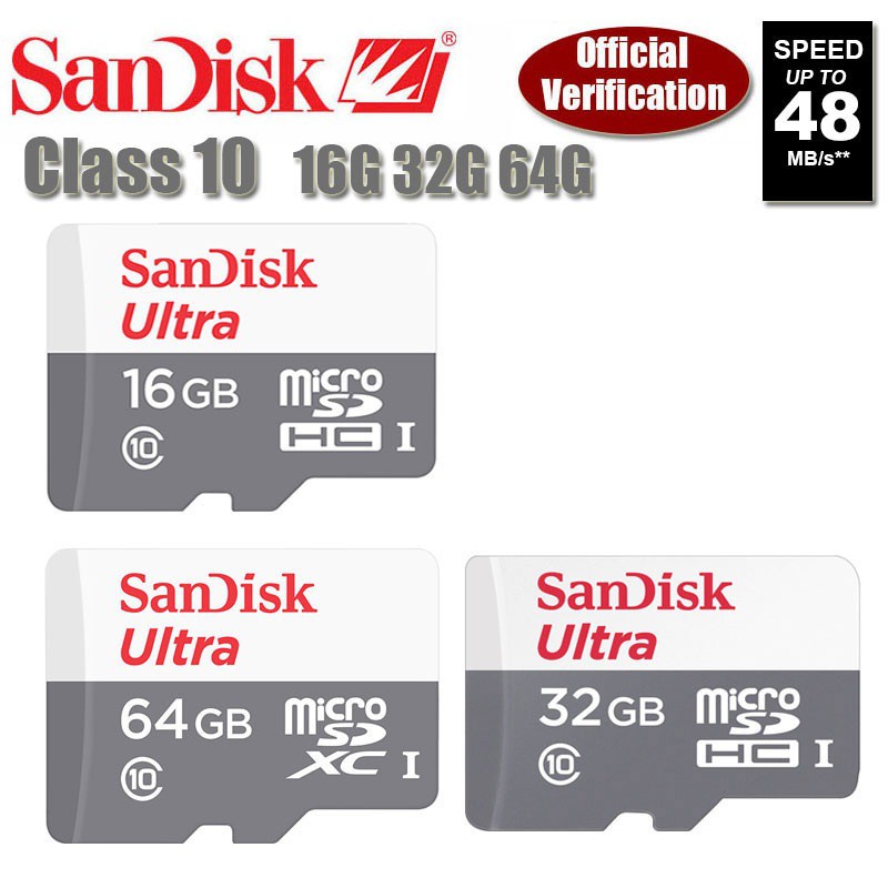 Thẻ Nhớ MicroSDHC SanDisk Ultra 16GB 80MB/s (Xám)