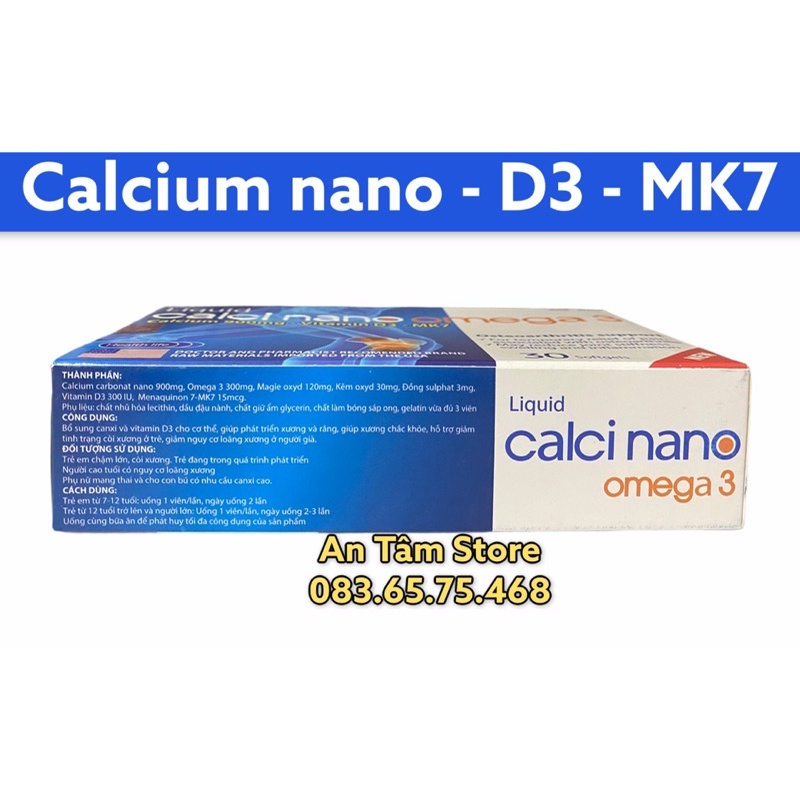 Viên uống Liquid Calci nano omega 3 hỗ trợ phòng ngừa loãng sương, phát triền chiều cao