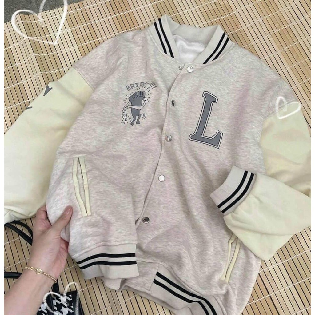 [RẺ NHẤT SHOPEE] Bomber Nỉ Chữ L Viền Cổ Siêu Chất samsam4896 | BigBuy360 - bigbuy360.vn